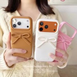 Moetch | Ốp Điện Thoại Silicon Mềm Hình Nơ 3D Dễ Thương Cho iPhone 17/16/15/14/13/12/11 Chống Sốc Bảo Vệ Thời Trang