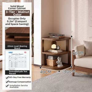 ZHUSHANXIA | Solid Wood Corner Storage Cabinet Triangular