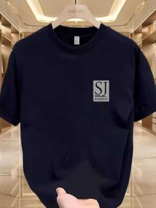 Áo Thun Nam Cotton Nguyên Chất Tay Ngắn Mùa Hè Dáng Rộng Cổ Tròn in Họa Tiết Thường Ngày Thời Trang Thành Phố Thoáng Khí