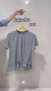 READY STOK Setelan Grisella Korean Style/Setelan Stripe 2in1/Setelan Celana wanita/Setelan Casual Modern 969