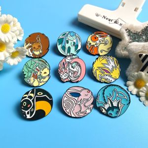 Bandai | Hot 9pcs Cartoon Brooch Backpack Hat Bag Collar Lapel Badges gift Cartoon pet elf brooch cute anime badge Collect Dinosaur Metal