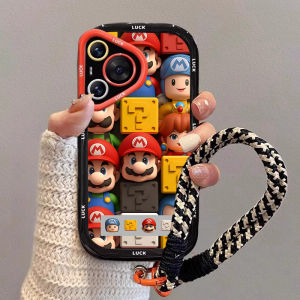 Soft Silicone Huawei Pura70 Phone Case New Plaid Mario Pura70Pro Anti-Fall Creative P60 No-Collision Cute P50 with Lanyard Protective Cover