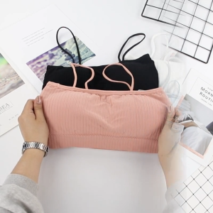 3pcs Girls Suspender bra Pure color With breast pads Cotton One size fits all Breathable Comfortable Underwear