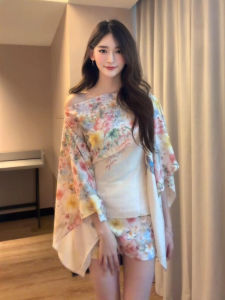 CHANGTONG | Gentle Style Unique Off-Shoulder Printed Top and Skirt Set