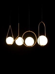 Pendant Light Golden Iron Glass Ball Chandelier Modern Design Dining Ceiling Light for Kitchen Bar Bedroom Bedside Drop light