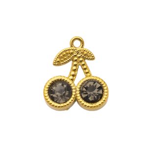 5pcs Gold Stainless Steel Red Cherry Charms Bulk Fruit Kawaii Red Cute Mini Enamel Charms for Jewelry Making Earrings Necklace