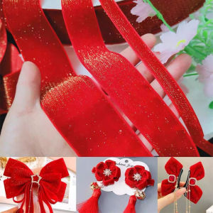 5 Yards Christmas Plush Ribbon New Year Red Ribbon Bow Gift Box Packaging Festival Scene Clothing Hair Accessories Handmade DIY