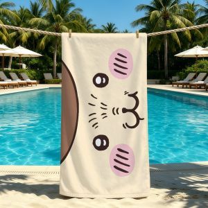 Face Cute C-Chiikawa-ES Towel For Outdoor Camping Beach Towel Super Absorbent Quick-Drying Summer Towel