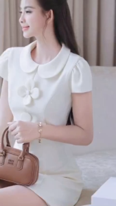 Đầm nữ form chữ A thiết kế cổ sen có hoa 3D siêu xinh NEWFASHION99