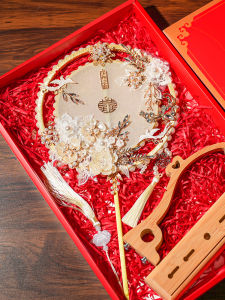 Wedding Handmade Fan Material Kit New Bride Heavy Work White Marriage Celebration DIY Craft Fan for Brides to Be And Weddings