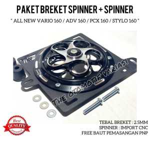 Paket 2in1 Spinner Cover Pelindung Kipas Radiator Cnc + Breket Spinner Besi 2.5mm ALL HONDA 160 CC