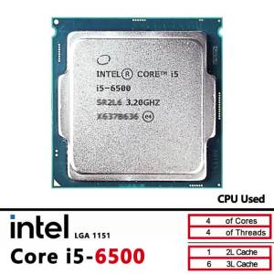 Intel | i5 6500 Intel i5 6500 Core i5-6500 Used 3.2 GHz Quad-Core Quad-Thread 65W 6M CPU LGA 1151