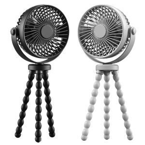 【Chinatera】Handheld Mini Octopus Fan USB Charging 2000mAh Table Outdoor Cooler Neck Fan Small Desktop Folding Fan Cart Stroller Fan