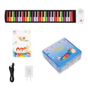 IRIN | IRIN 49 Keys Hand Rolls Pianos Electric Piano Portable Foldable Colorful Keyboard Hand Roll Rainbow Key Rechargeable Children