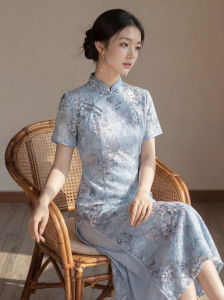 Đầm Qipao Phong Cách Trung Quốc Cho Mẹ Thoáng Khí Giúp Gầy