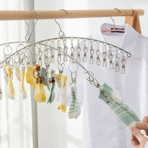 10/20 Pcs Clips Stainless Metal Socks Clothes Hooks Outdoor Home Rotatable Underwear Clothes Hanger