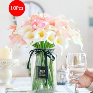 10 ชิ้น ดอกแคลลาลิลลี่ สีขาว ดอกไม้ ประดิษฐ์ ดอกแคลลาลิลลี่ สัมผัส แท้สมุด สำหรับ ตกแต่งบ้าน และ สำนักงานช่อดอกไม้ งาน ปาร์ตี้