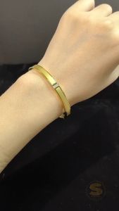 Sis Love Jewel Titanium Steel 18K Gold Plated Zircon Oval Bangle Minimalist Simple Gelang Tangan Bracelet Women Jewelry H051
