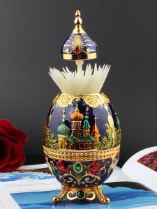 Hotel KTV Bar Craft Decoration Hand Gift Metal Alloy Epoxy Enamel Toothpick Box Canister Barrel Cans Storage