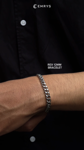 Emrys Premium Bracelet REX 12 MM Gelang Rantai Titanium Pria Wanita