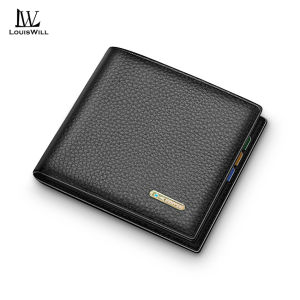 LouisWill กระเป๋าสตางค์ของผู้ชายกระเป๋าสตางค์หนัง PU นิ่มกระเป๋าสตางค์สั้นแบบเรียบง่ายช่องใส่เงินหนากระเป๋าสตางค์เรโทรกระเป๋าสตางค์ผู้ชายใส่บัตรได้หลายช่องกระเป๋าเดินทางผู้ที่ใส่บัตร ID เครดิต Pouch Koin