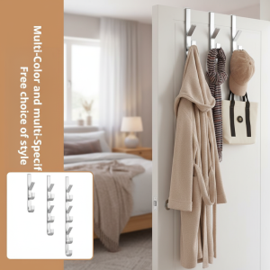 Quality Free-Punch Door Hanging Hook Over The Door Multifunctional Metal Hook Door Back Type Hat Coat Hanger Home