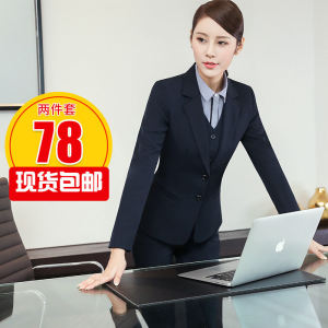 Spring Autumn Professional Womens Suit Set Small Western Style Formal Interview Workwear Outerwear Fashionable Polyester