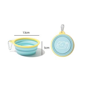 Foldable Dog Bowl - Portable Travel Pet Food and Water Bowl with Hook Clamp Foldable Feeding Plate for Dogs and Cats
