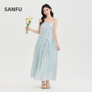 SANFU | Sleeveless Loose Dress with Detachable 3D Rose Flower Summer