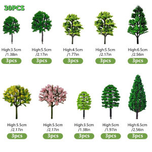 30Pcs Mixed Size Model Trees Miniature Landscape Trees for Diorama/Wargame/Terrain/Model Railway Layout DIY Crafts