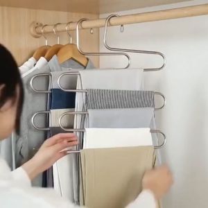 Móc Inox 5 Tầng Treo Quần Áo Đa Năng Tiết Kiệm Không Gian Tủ - Mắc Chữ S Treo Đồ Thông Minh Treo Khăn Cavat Phụ Kiện