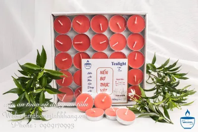 Nến Bơ Tealight cao cấp Minh Khang nến bơ Organic hộp 100 viên cháy 2-3giờ