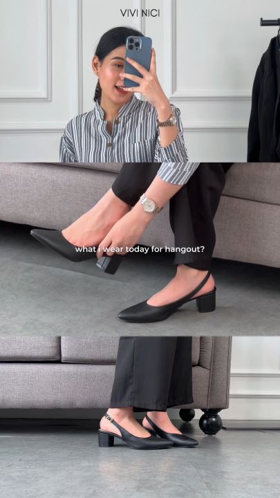 VIVI NICI Selena Sepatu Sandal Mules Wanita Hak cm Sandal