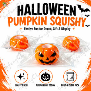 (HefengCL)Halloween Ghost & Pumpkin Squishy Toys 2 Spooky Face Designs Ideal for Holiday Decorations Gifts & Desktop Displays