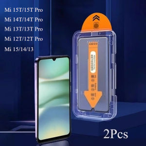 2Pcs One Click Easy Past Tempered Glass For Xiaomi 15T 14T 13T 12T Pro 15 14 13 Oleophobic Coating Dust Free Screen Protector