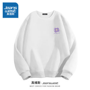 Jeanswest round Neck Sweatshirt Womens Basic Solid Color Spring 2025 Casual Sporty Long Sleeve Top Floral Patterned