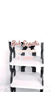 RAK SEPATU X KOREA Plastik Tempat Penyimpanan Sandal Boneka Zig Zag Kokoh 5 Tingkat - TRILINS BLACK BASE