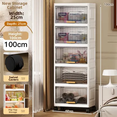 Flip-top Multi-layer Plastic Storage Cabinet for Toys and Snacks