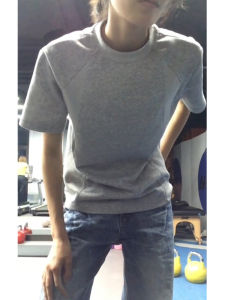 American Retro Mens Short Sleeve T-Shirt Lightweight Ribbed Splicing Heavyweight Small Collar Casual Half Sleeve 2025 New