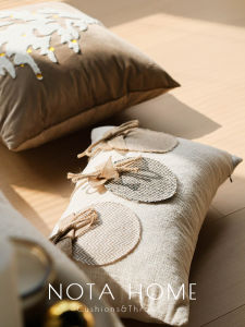 หมอนอิงแบบนอร์ดิก หมอนอิงขนแกะสีน้ำตาลสำหรับเทศกาลคริสต์มาส หมอนอิงผ้าฝ้ายผสมที่นุ่มสบายสำหรับห้องนั่งเล่นและโซฟา