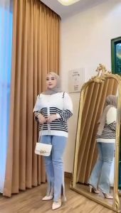 Cardigan Rajut Chikka Kerah Salur Stripe / Cardigan Rajut Knitwear / Sweater Rajut Chikka Cassual