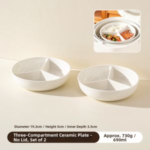 onlycook | Three Compartments Ceramic Steamer Plate