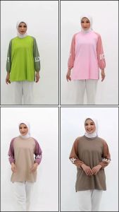 Lady Blous - kaos wanita santai tangan kerut model reglan top bahan katun 2025