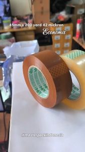 Lakban Bening - Lakban Cokelat Ekonomis 45 mm x 200 Yard Jumbo Master Pack Indonesia