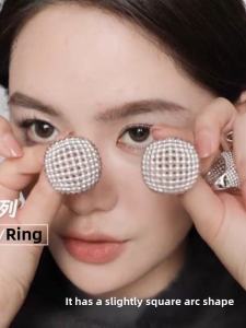 Doudou Zhang Netsin Same Style Metal Hollow Ball Stud Earrings Light Luxury Minority Fashion Fancy Exaggerated Earrings Ring