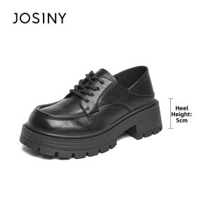 Josiny | Thick Sole Black Loafers