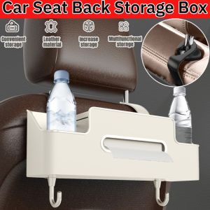 Car Multifunctional Storage Box Leather Tissue Box Cup Holder Hanging Bag With Metal Hook