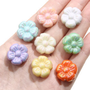 4pcs Acrylic Beads Macarons Flower Charm Loose Spacer Beads For DIY Necklace Bracelet Jewelry Making Accessories