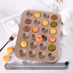 Mini Muffin Oven Tray 24 Hole Cake Baking Mold European Style Carbon Steel Baking Tools for Cake Making Popular Element: ness
