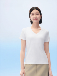 MUZHIBAIXIAOT | Áo Thun Cotton Cổ V Cảm Giác Mát Lạnh